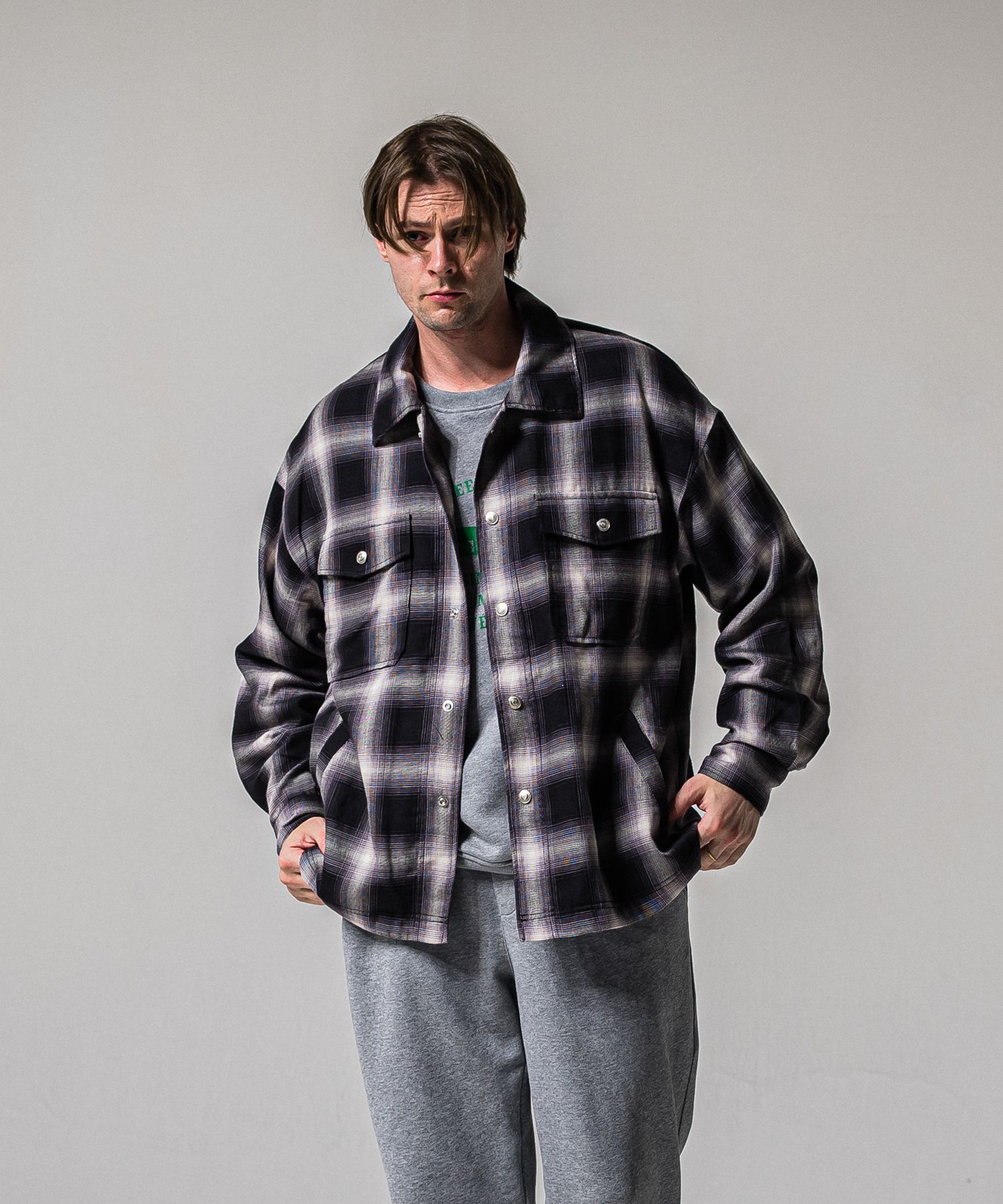 50S CHECK JK / RC39-JK-007C / チェックシャツジャケット / ブラック (2月中旬入荷予定)