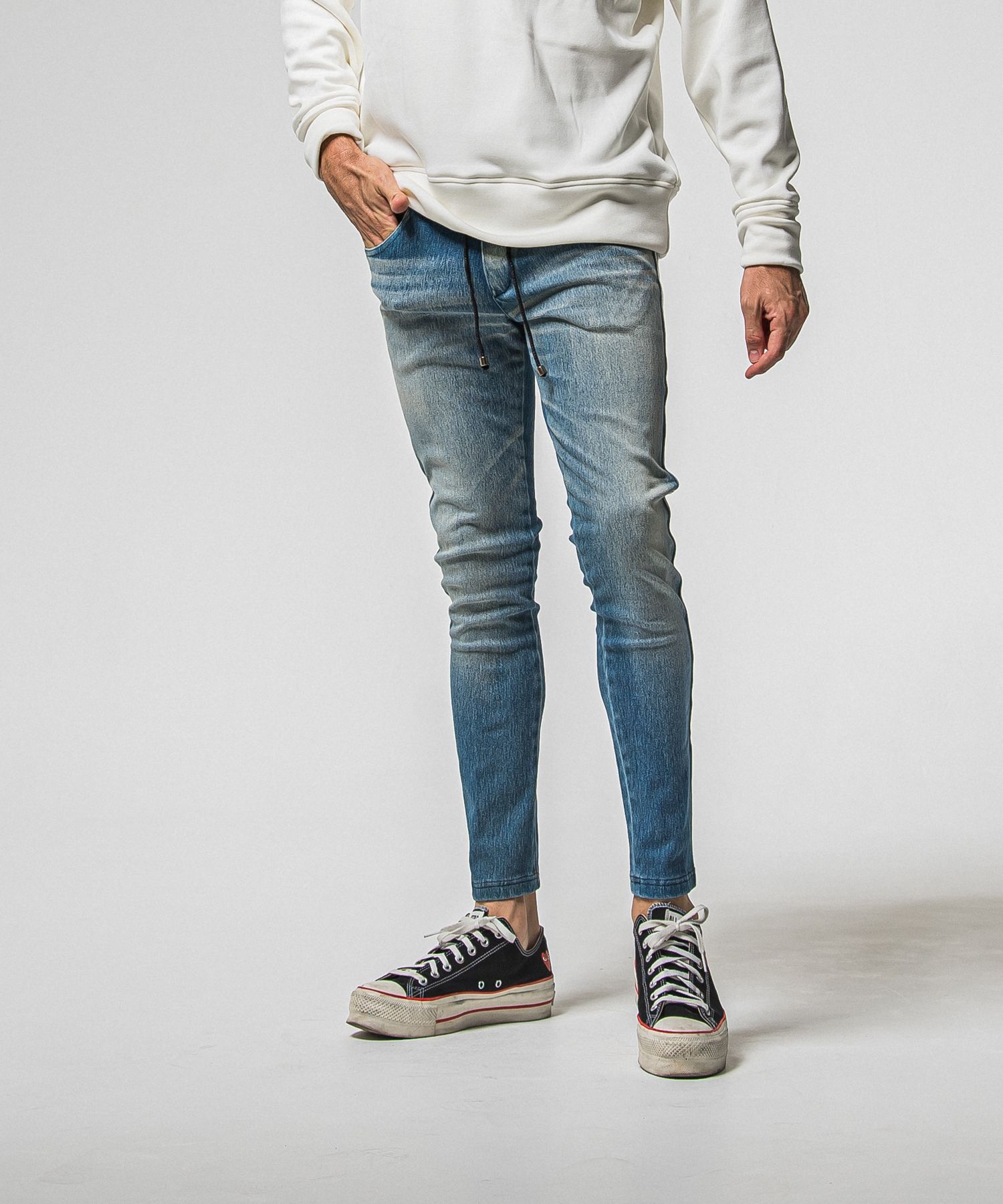EX DENIM JERSEY BLIND LINE PT / RC38-ST-008D / デニムジャージラインパンツ / ライトインディゴ (1月上旬入荷予定)