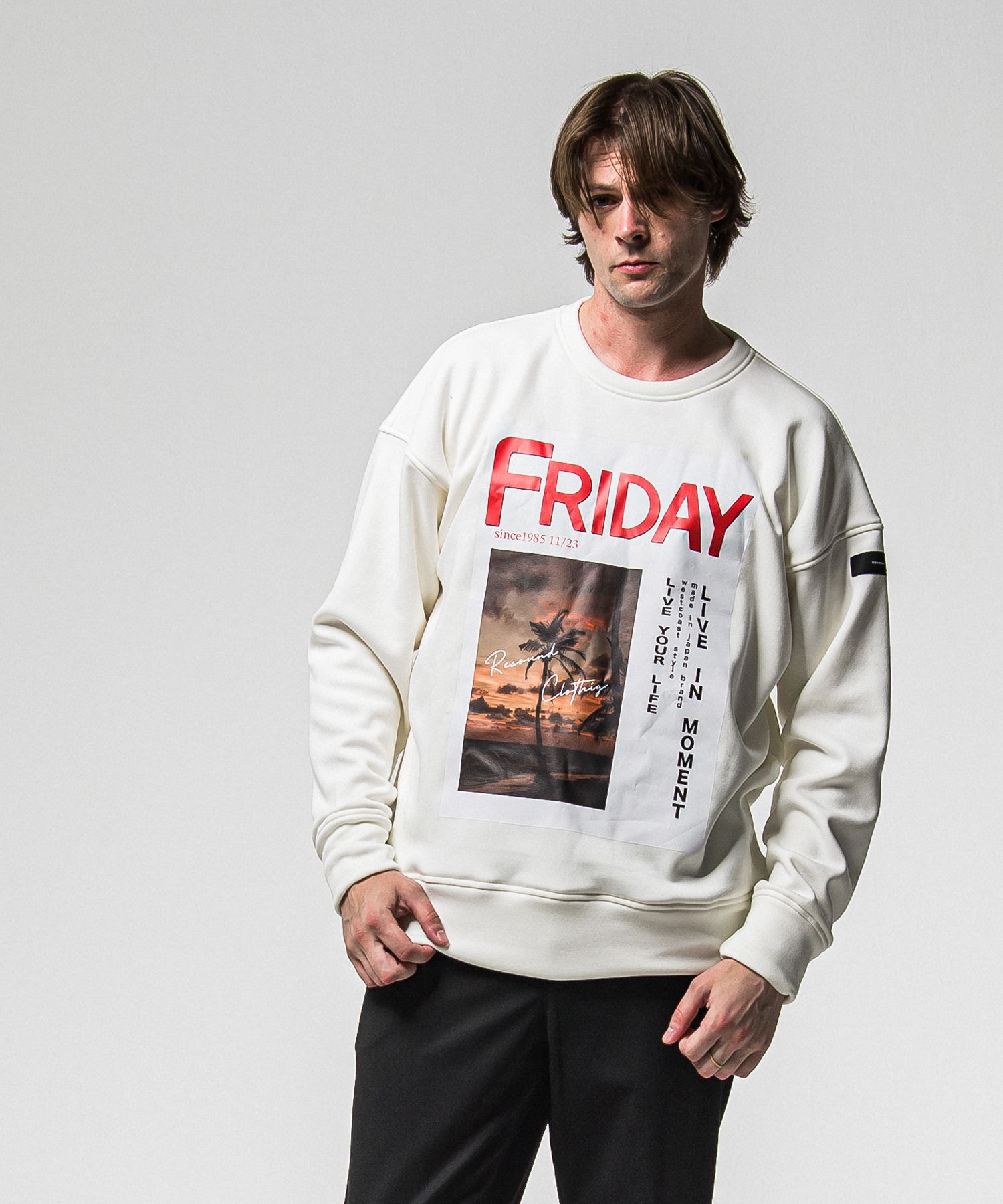 【FRIDAYコラボ】 FRIDAY OLD COVER VELOURS FLEECE TRAINER / RCF1-C-002 / 裏起毛FRIDAYオールドカバートレーナー / ホワイト (11月上旬入荷予定)
