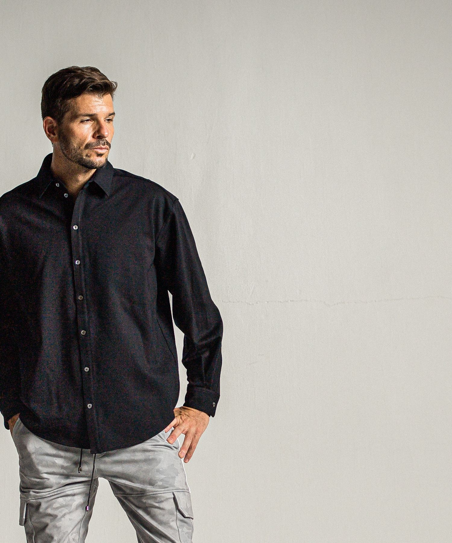 JERSEY JACK SHIRT / RC34-SH-001 / 裏起毛オーバーサイズシャツ / ブラック