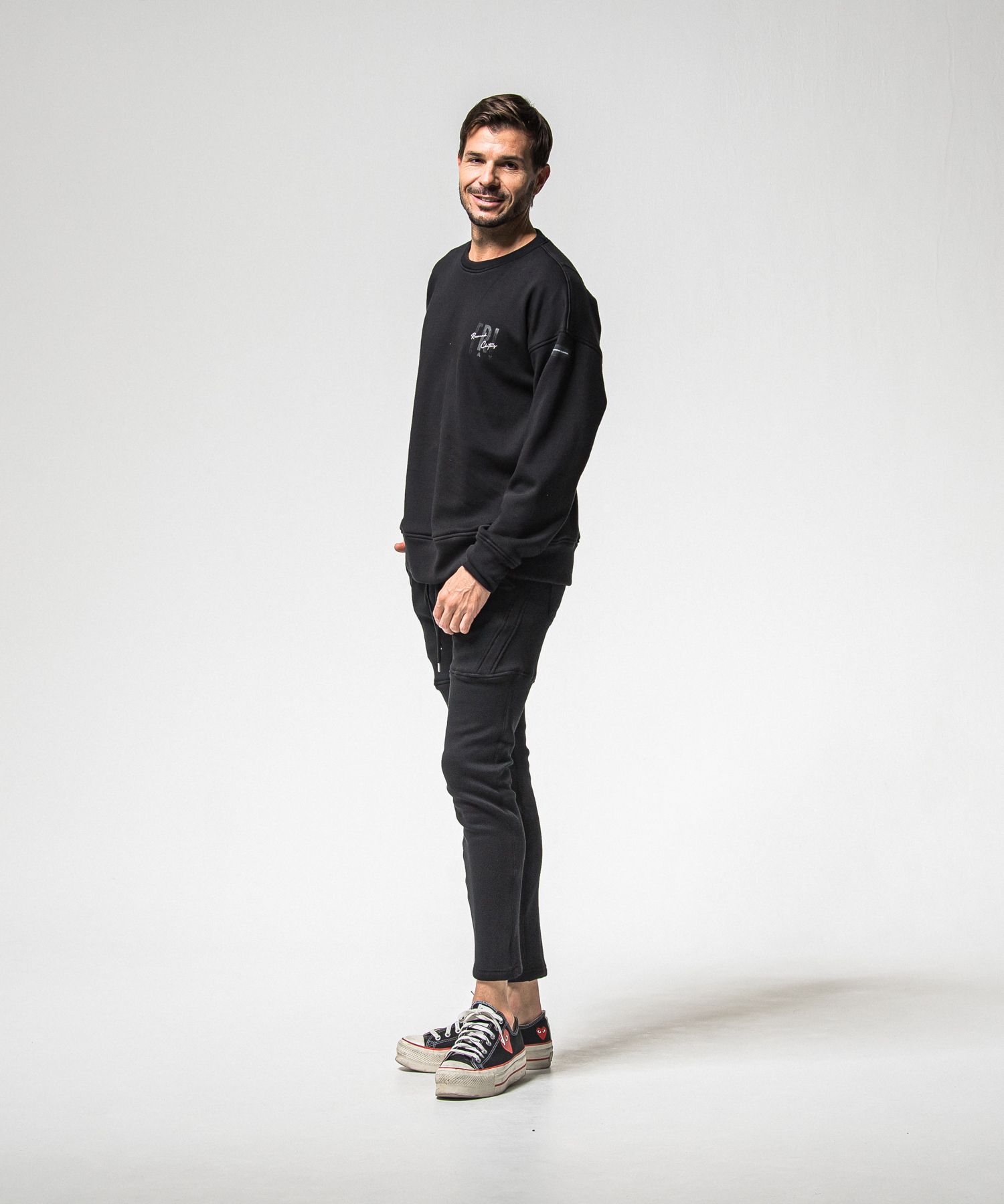 VELOURS FLEECE TYLER PANTS / RC38-ST-026H / 裏起毛スウェットラインパンツ / ブラック (11月中旬入荷予定)