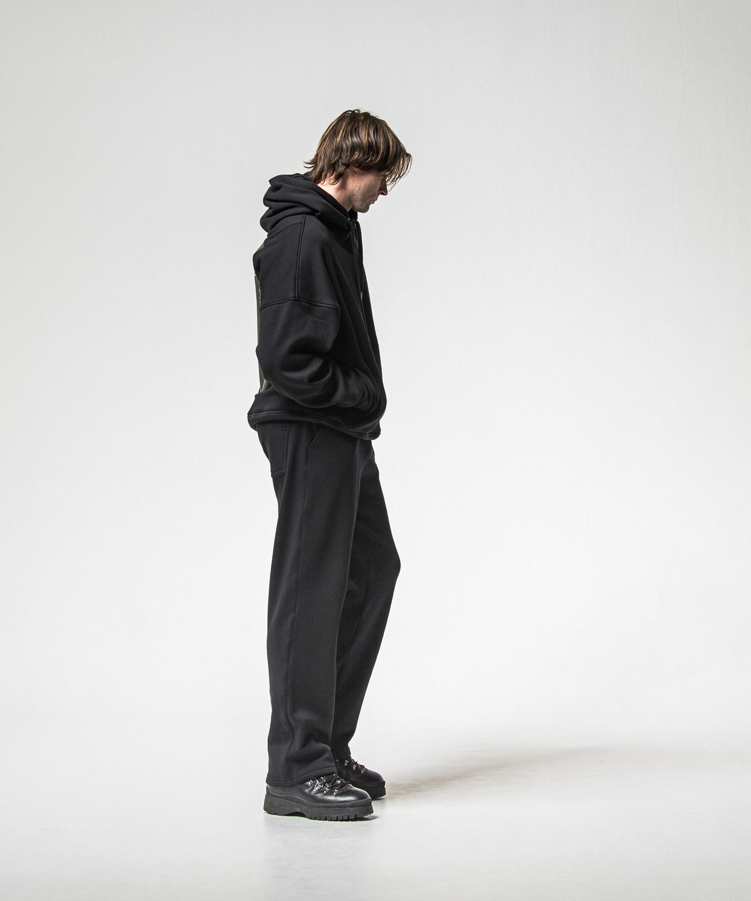 VELOURS FLEECE WIDE TUCK PANTS / RC38-ST-016HWT / 裏起毛スウェットワイドタックパンツ / ブラック (11月中旬入荷予定)
