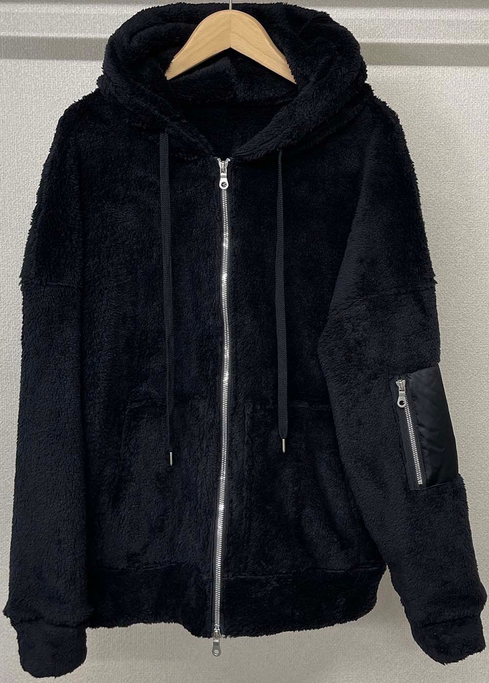 BOA ZIP LOOSE HOODIE / RC26-C-008 / ボアジップパーカー / ブラック