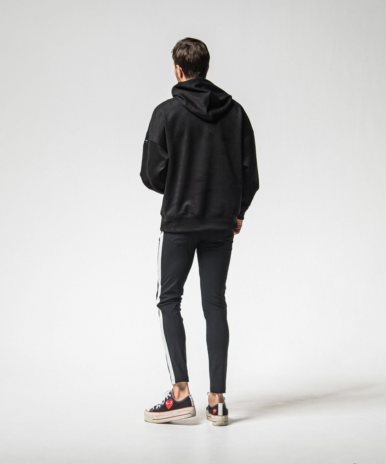 SUEDE LOOSE HOODIE / RC38-C-006 / スエードパーカー / ブラック (1月上旬入荷予定)