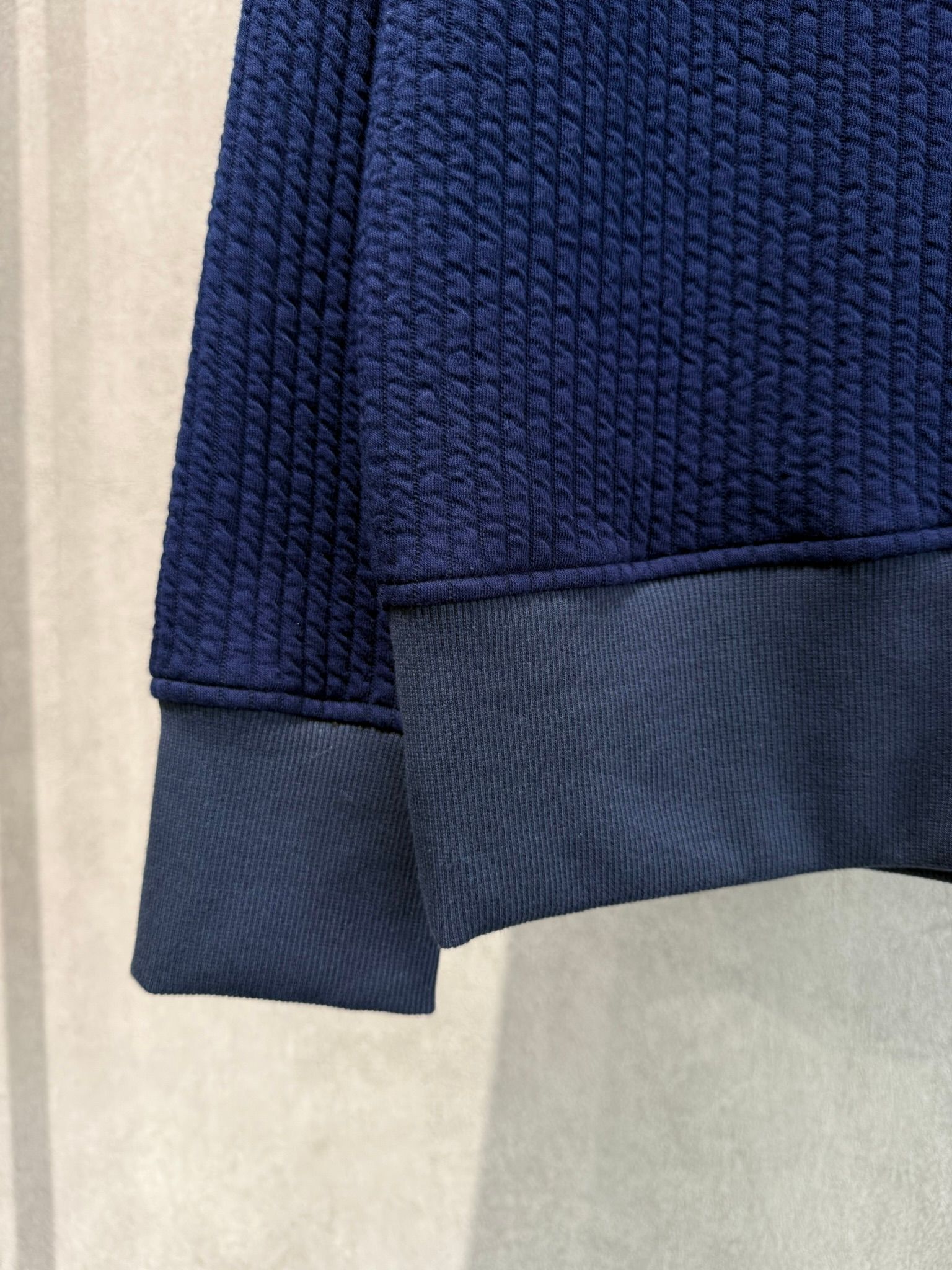 STRIPE QUILTING DROP TRAINER / RC37-C-003 / ストライプキルティングトレーナー / ネイビー