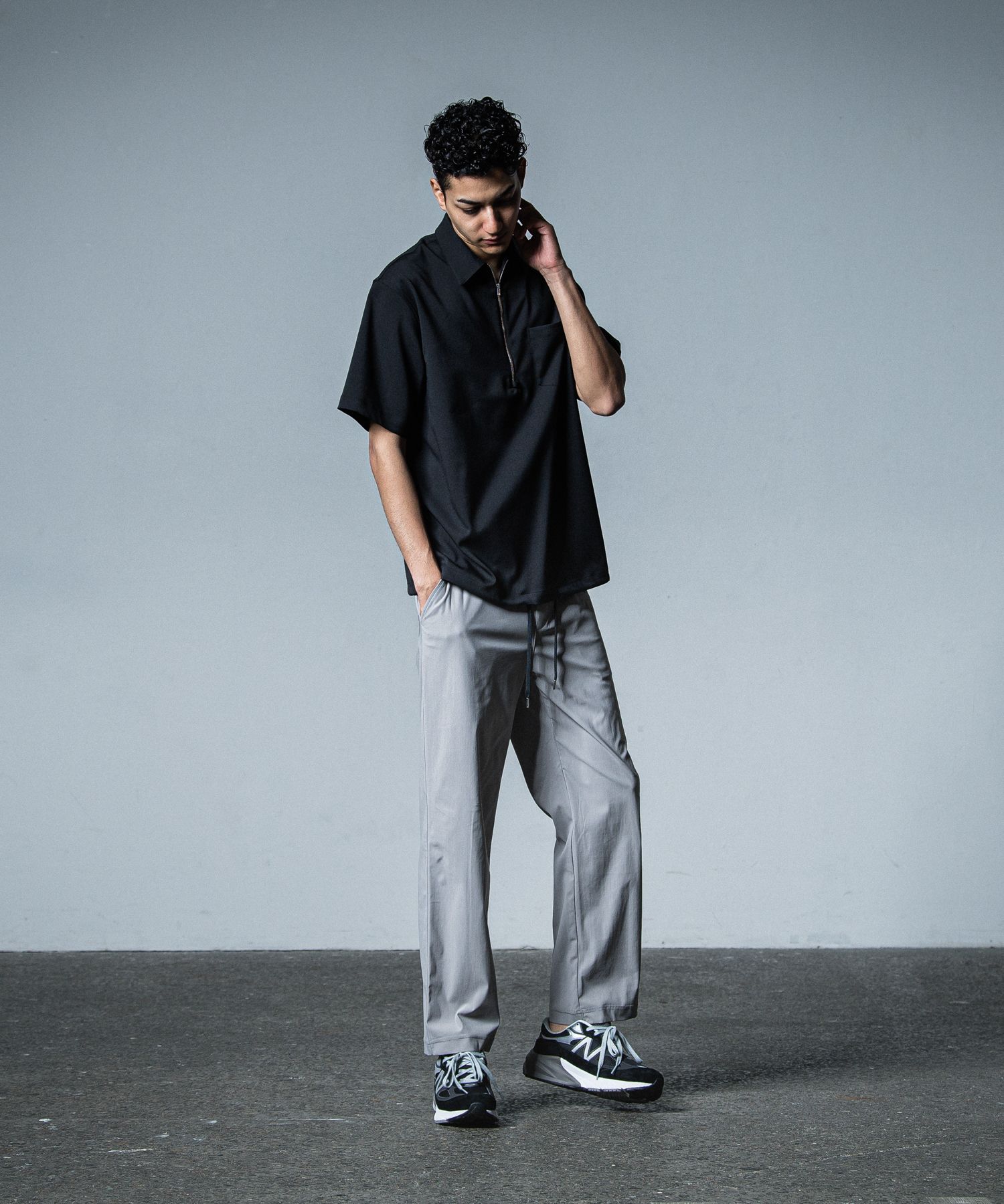 PULLOVER HALF SHIRT / RC33-SH-005 / ハーフジップシャツ / ブラック