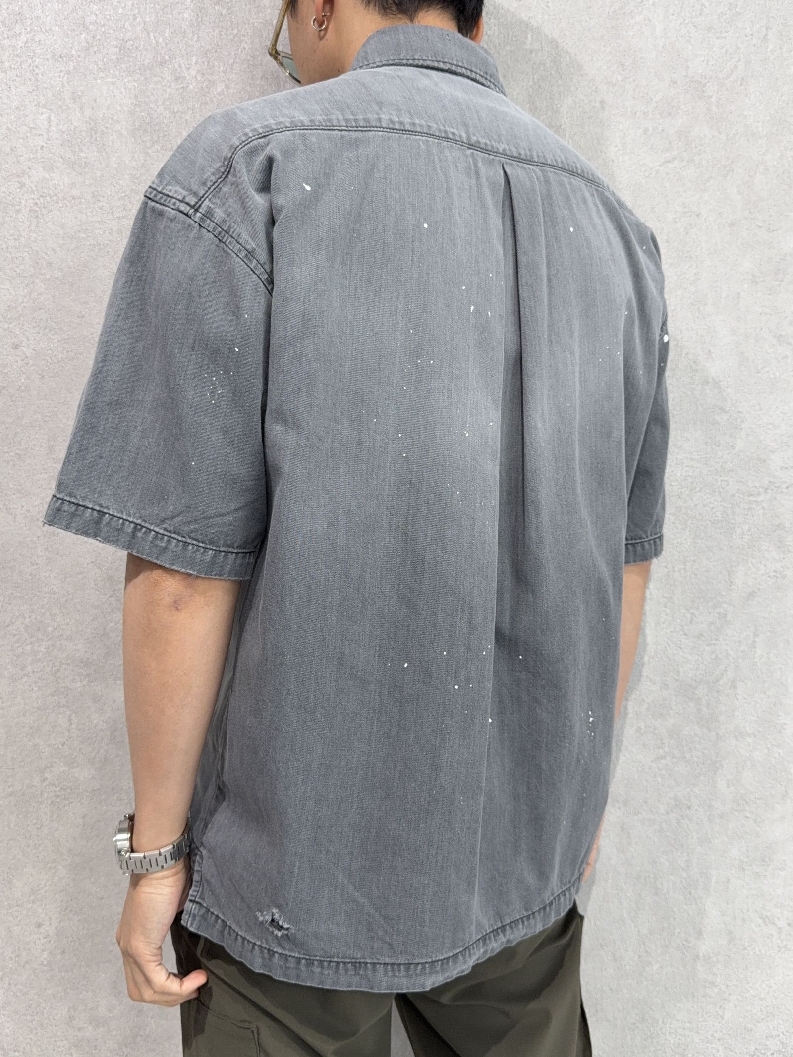 HALF DENIM SHIRTS / RC40-SH-002 / デニム半袖シャツ / ブラック
