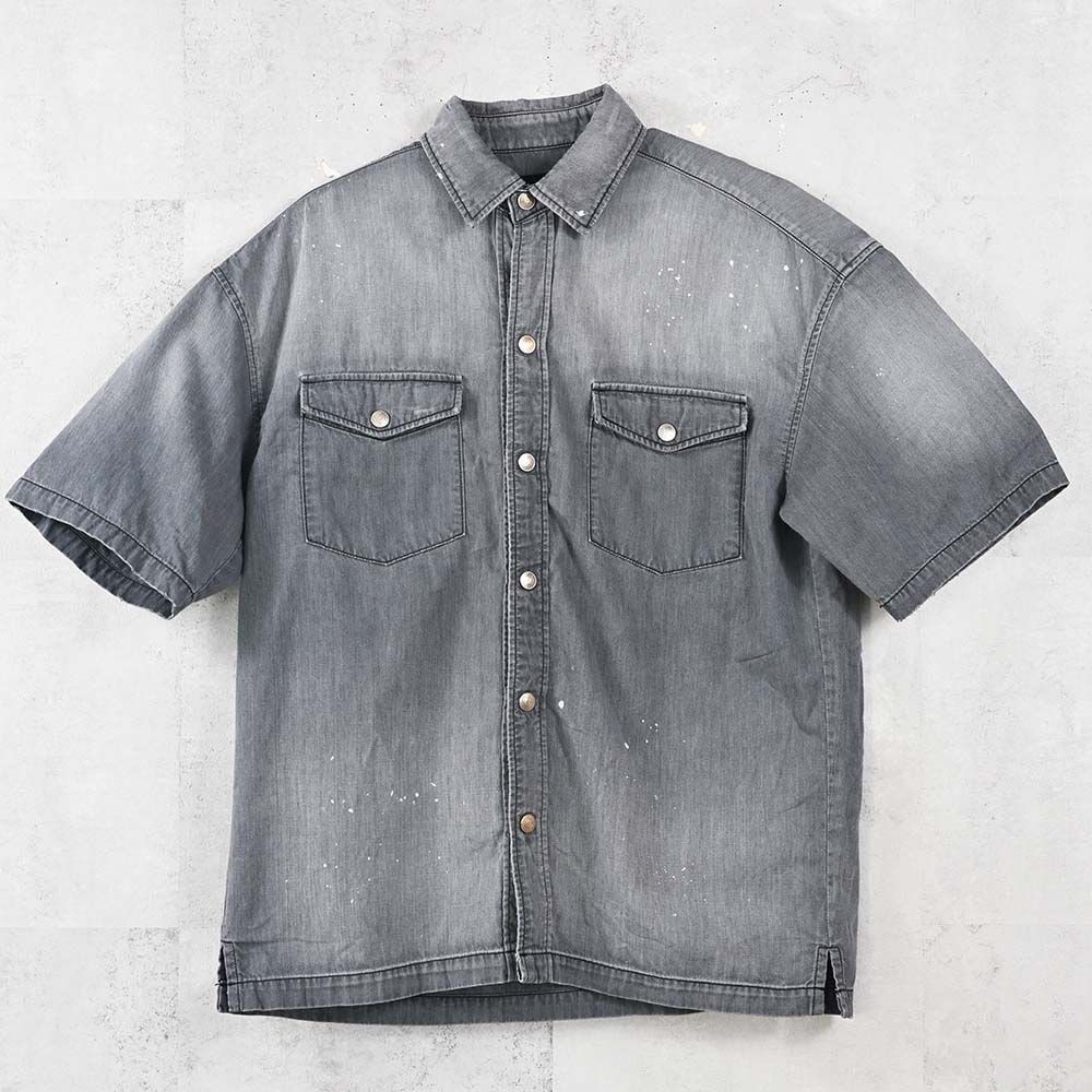 HALF DENIM SHIRTS / RC40-SH-002 / デニム半袖シャツ / ブラック (6月上旬入荷予定)
