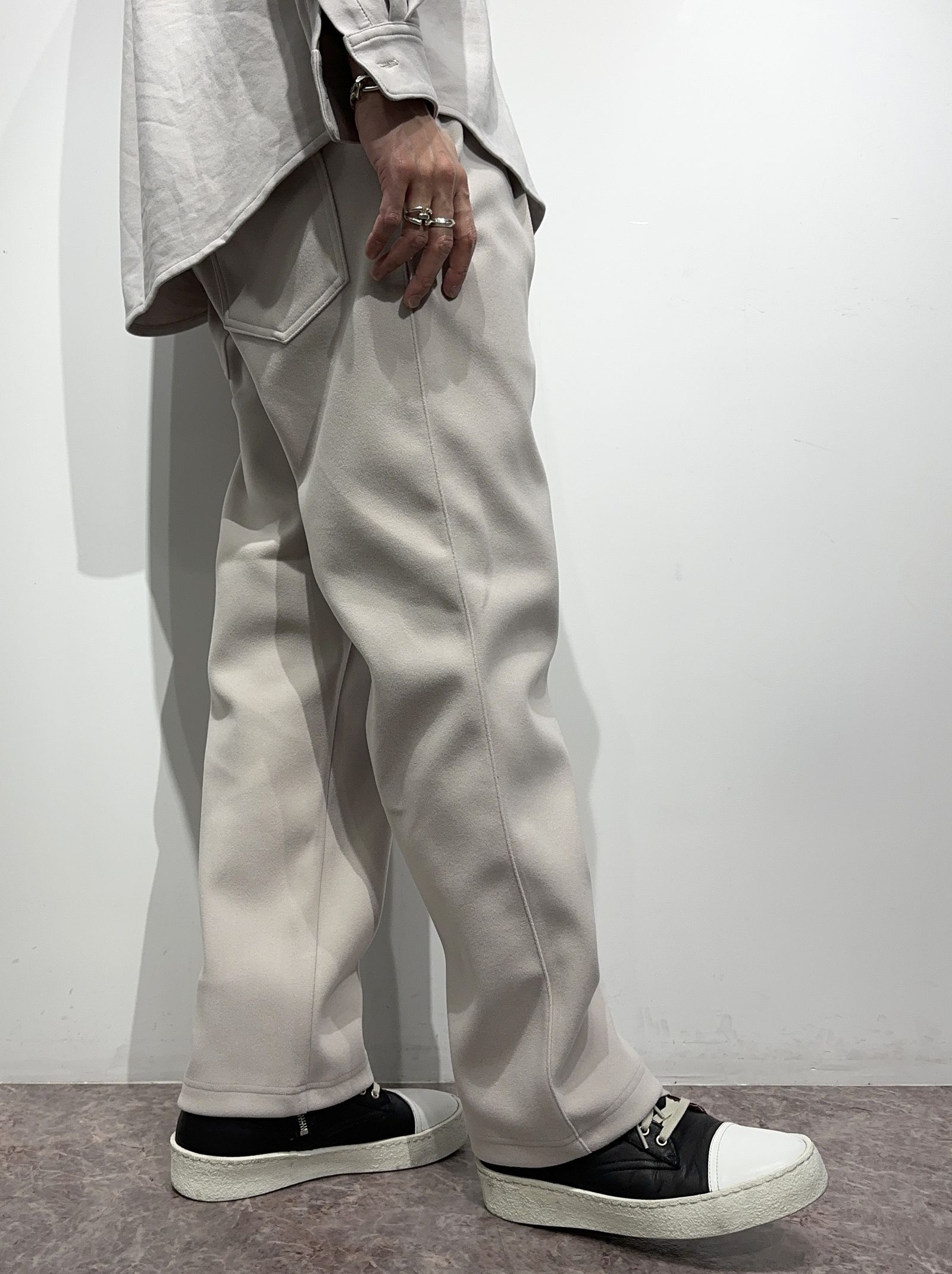 MELTON WIDE TUCK PANTS / RC34-ST-016WT / メルトンワイドタックパンツ / グレージュ