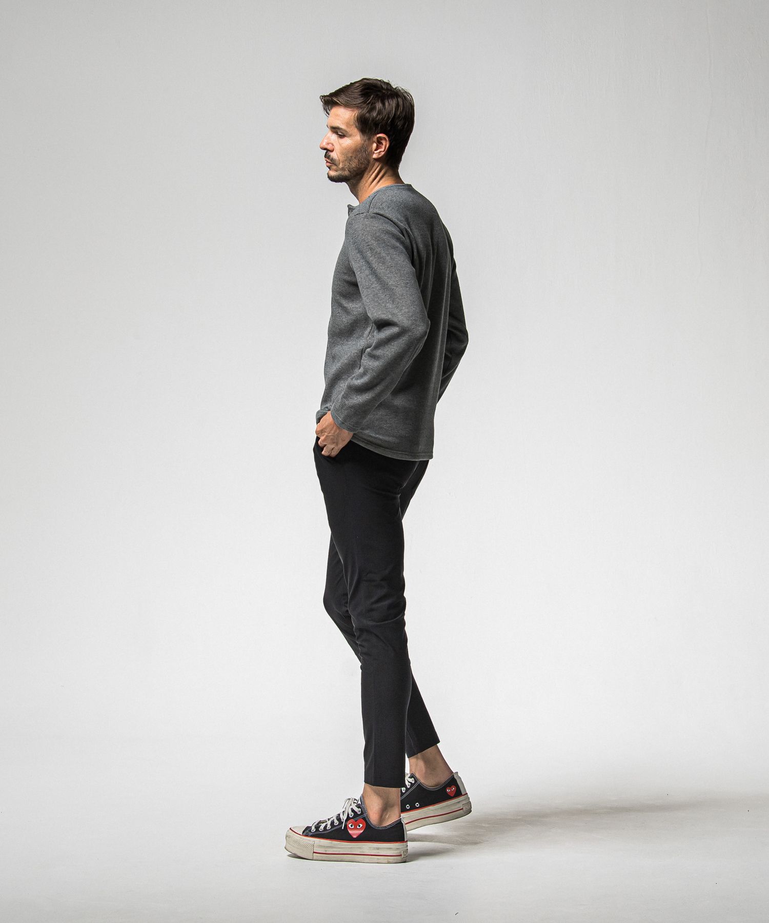 CHRIS EASY HEAT TUCK PANTS / RC38-ST-016HT / 裏起毛ワンタックスラックスイージーパンツ / ブラック (10月下旬入荷予定)