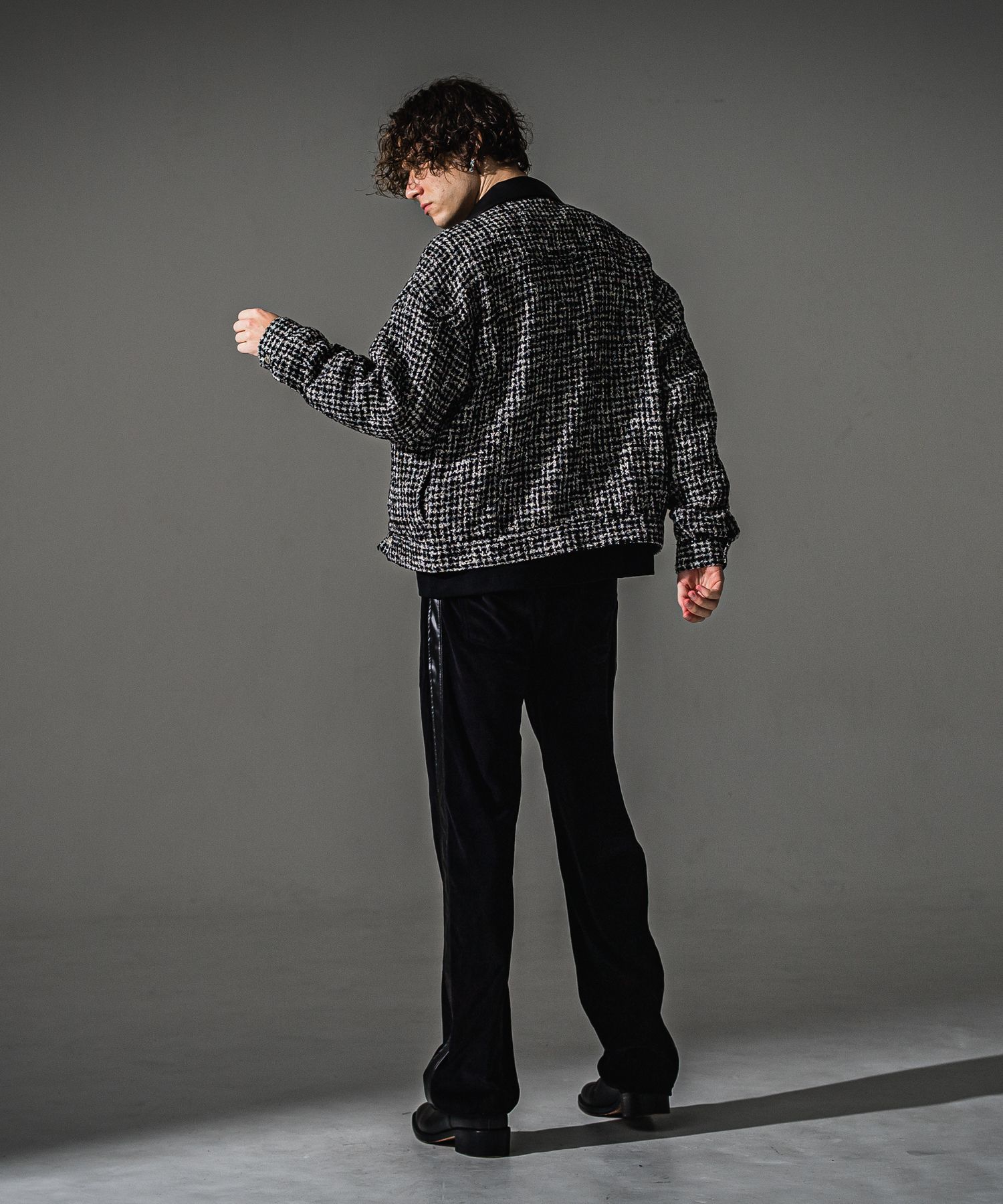 VELOUR SEMIWIDE TUCK PT / RC41-ST-044 / ベロアセミワイドタックパンツ / ブラック (9月中旬入荷予定)