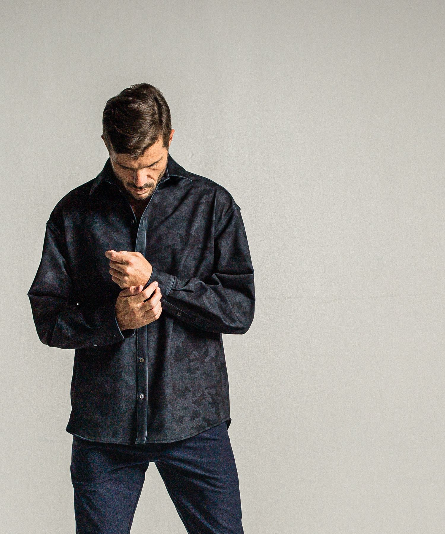 JERSEY JACK SHIRT / RC34-SH-001 / 裏起毛オーバーサイズシャツ / ブラックカモフラ