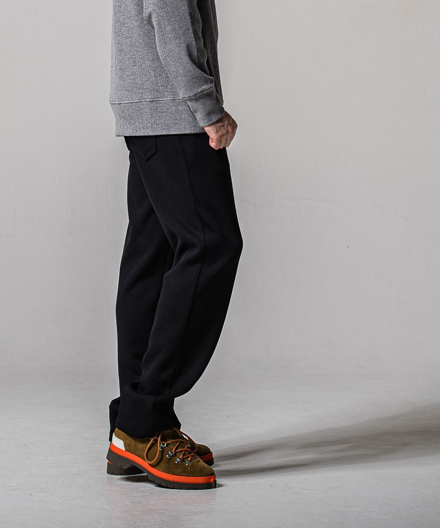 AZE WIDE TUCK PANTS / RC39-ST-016WT2 / 高機能畦編みニットワイドタックパンツ / ブラック (1月中旬入荷予定)