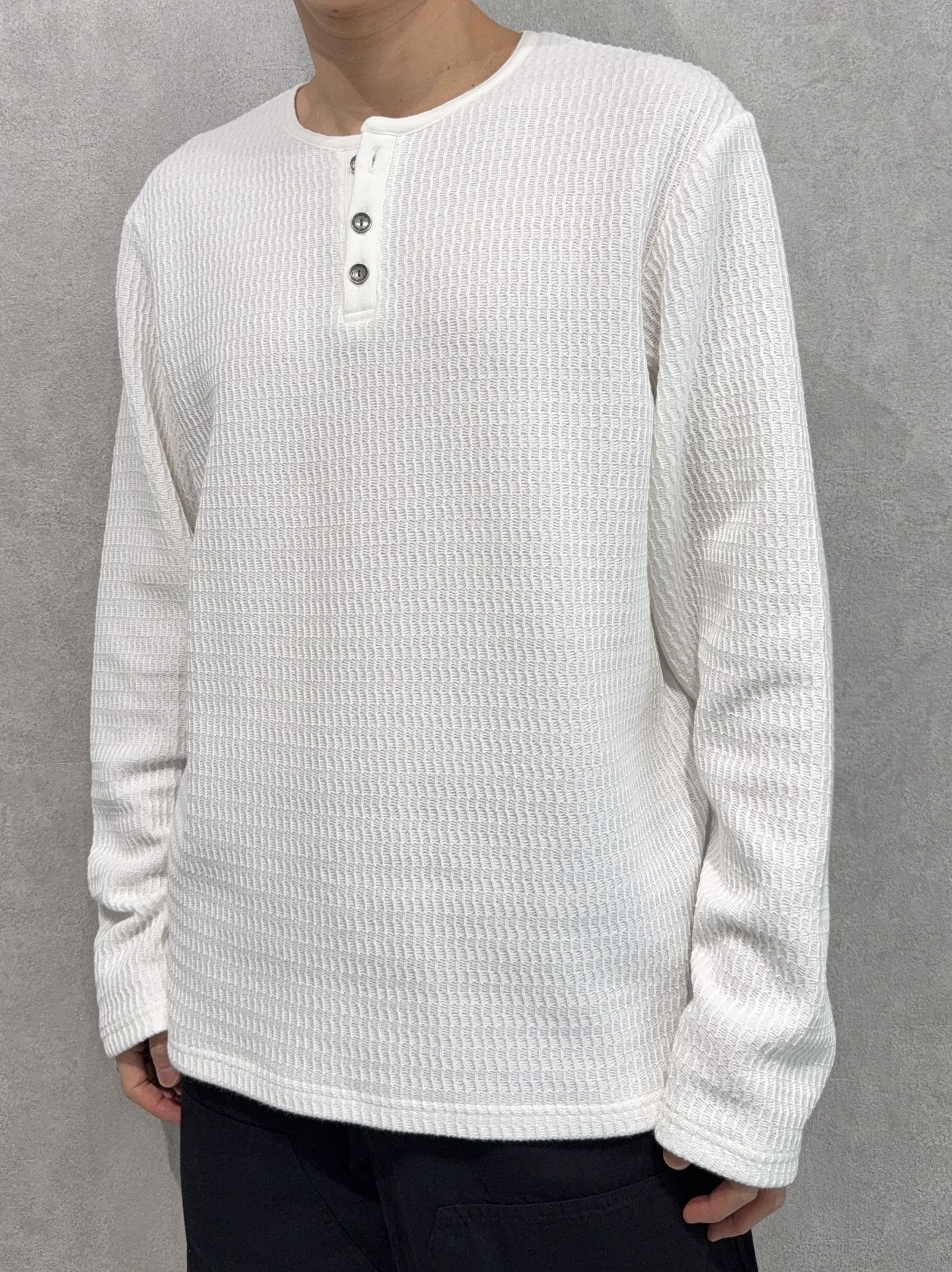 KNT HENRY / RC41-C-001 / コットンニットヘンリーネックロングTシャツ / ホワイト