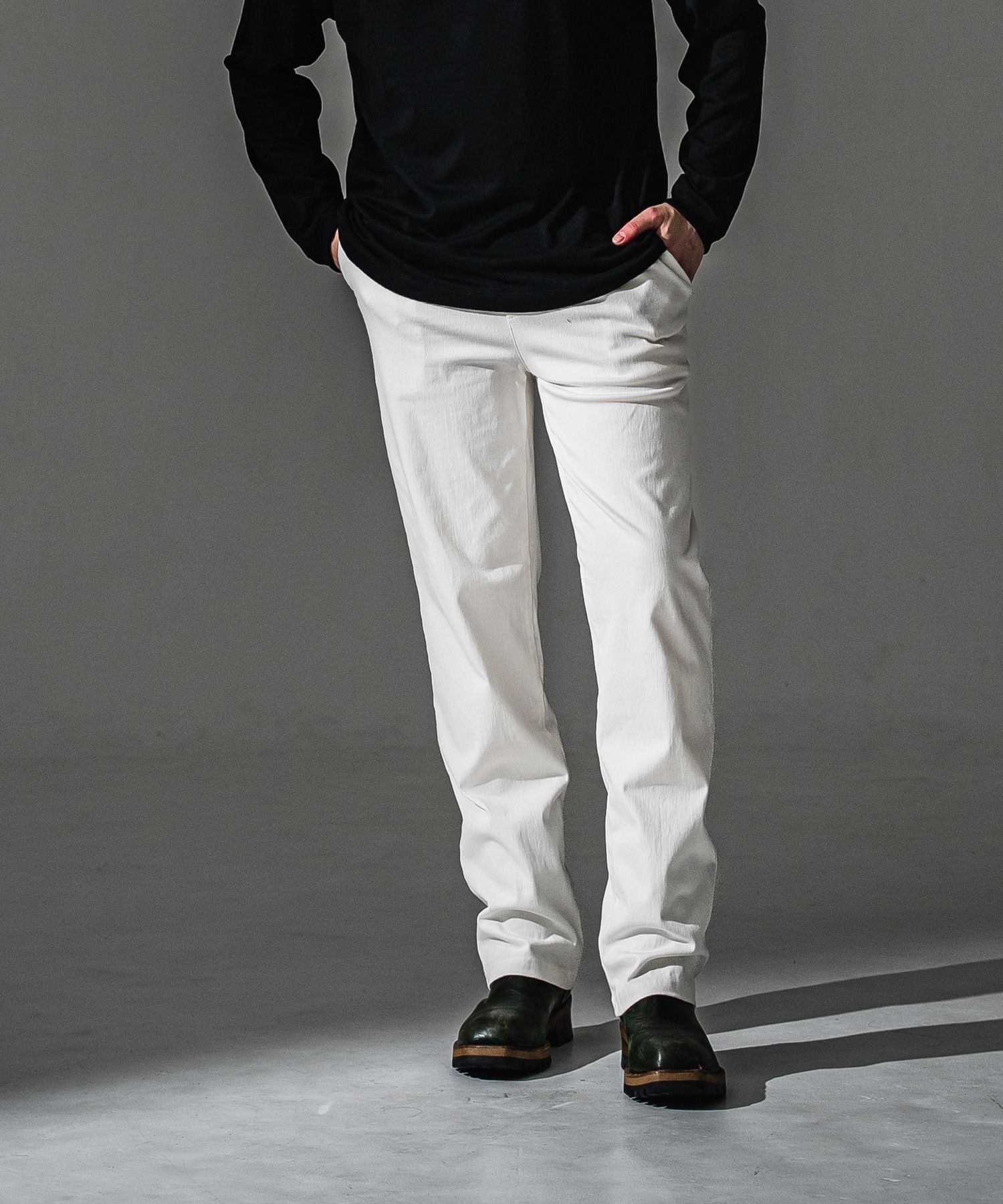 DENIM JERSEY WIDE PT / RC41-ST-016WTD / ライトオンスデニムジャージセミワイドパンツ / ホワイト (8月中旬入荷予定)