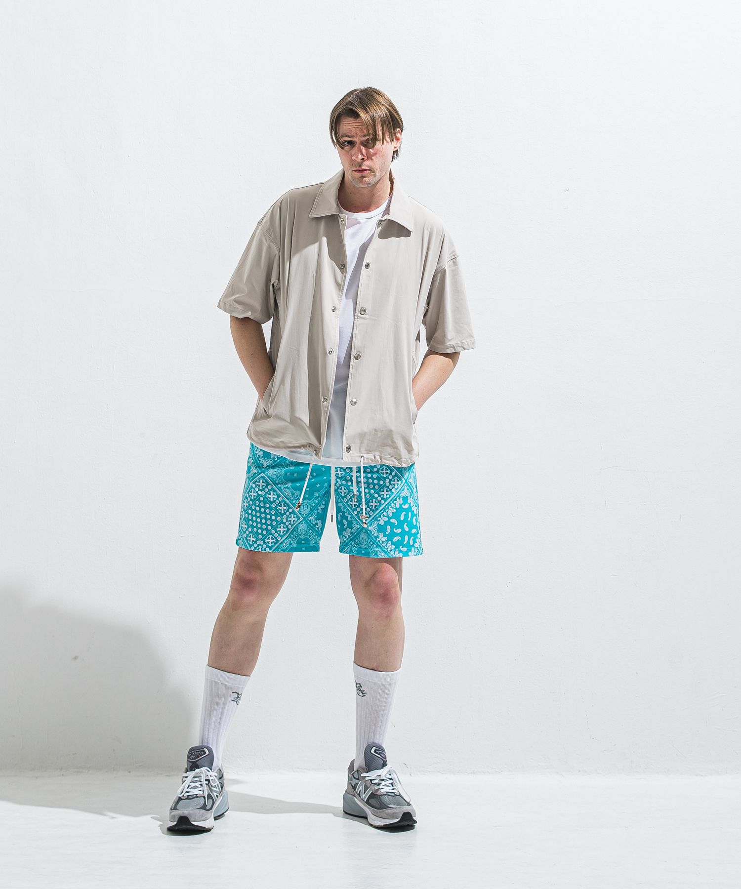 RUSH SHORTS / RC40-HP-002 / ラッシュガードショーツ / バンダナブルーグリーン (5月下旬入荷予定)