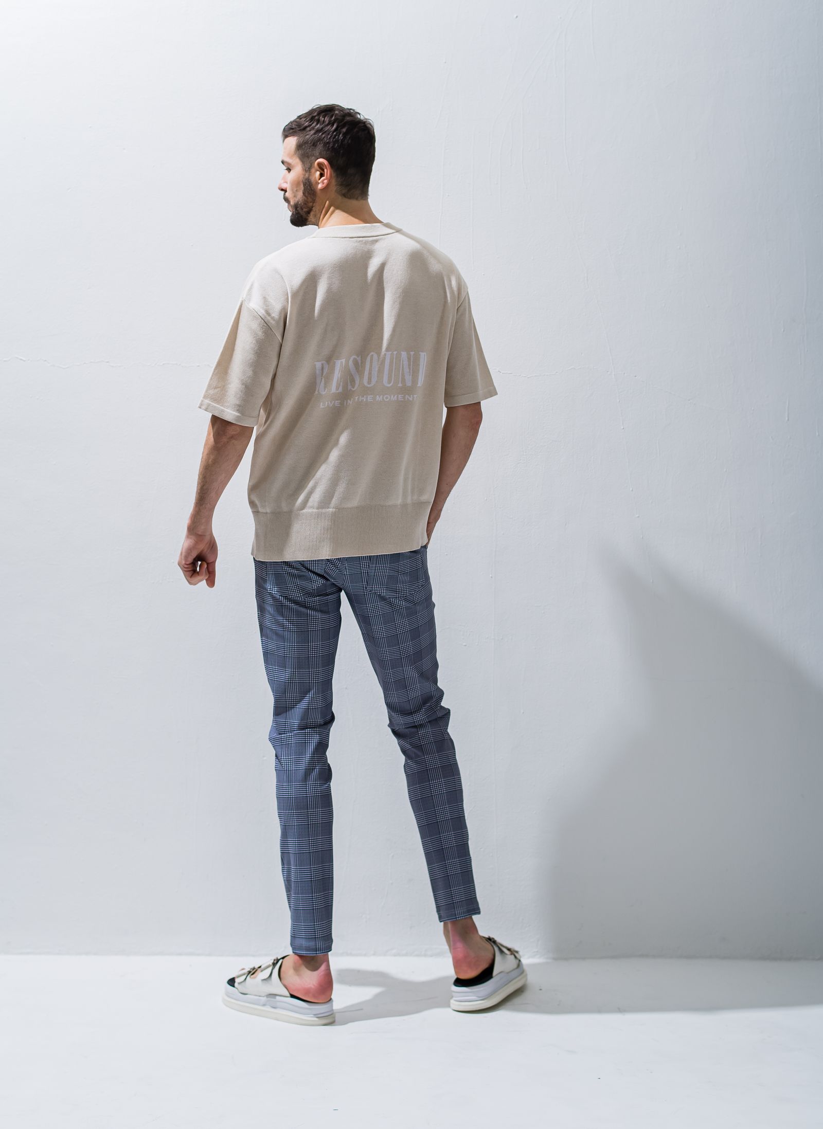 BACK ROGO HALF KNT / RC28-K-002 / バックロゴルーズ半袖サマーニット / ベージュ