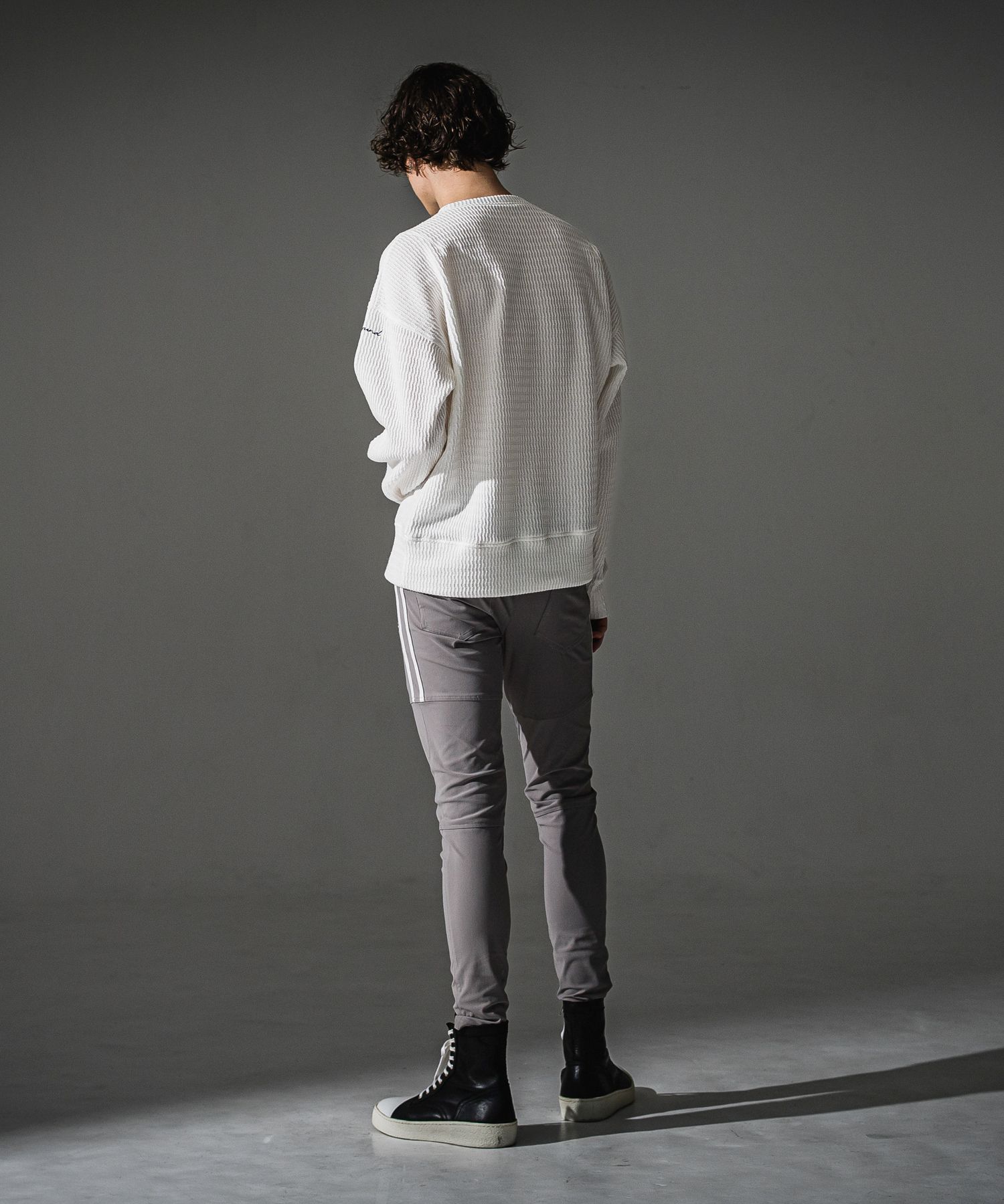 JOHNSON LINE NYLON PT / BASIC-ST-009 / ジョンソンラインナイロンパンツ / グレー×ホワイト (7月下旬入荷予定)