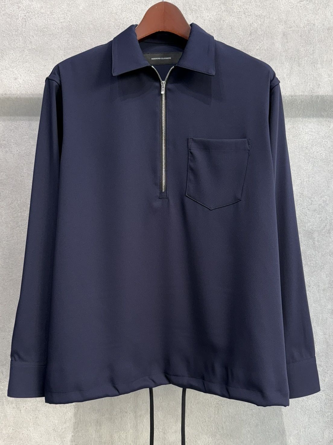 PULLOVER SATIN SHIRT / RC39-SH-002 / ハーフジップサテンシャツ / ネイビー