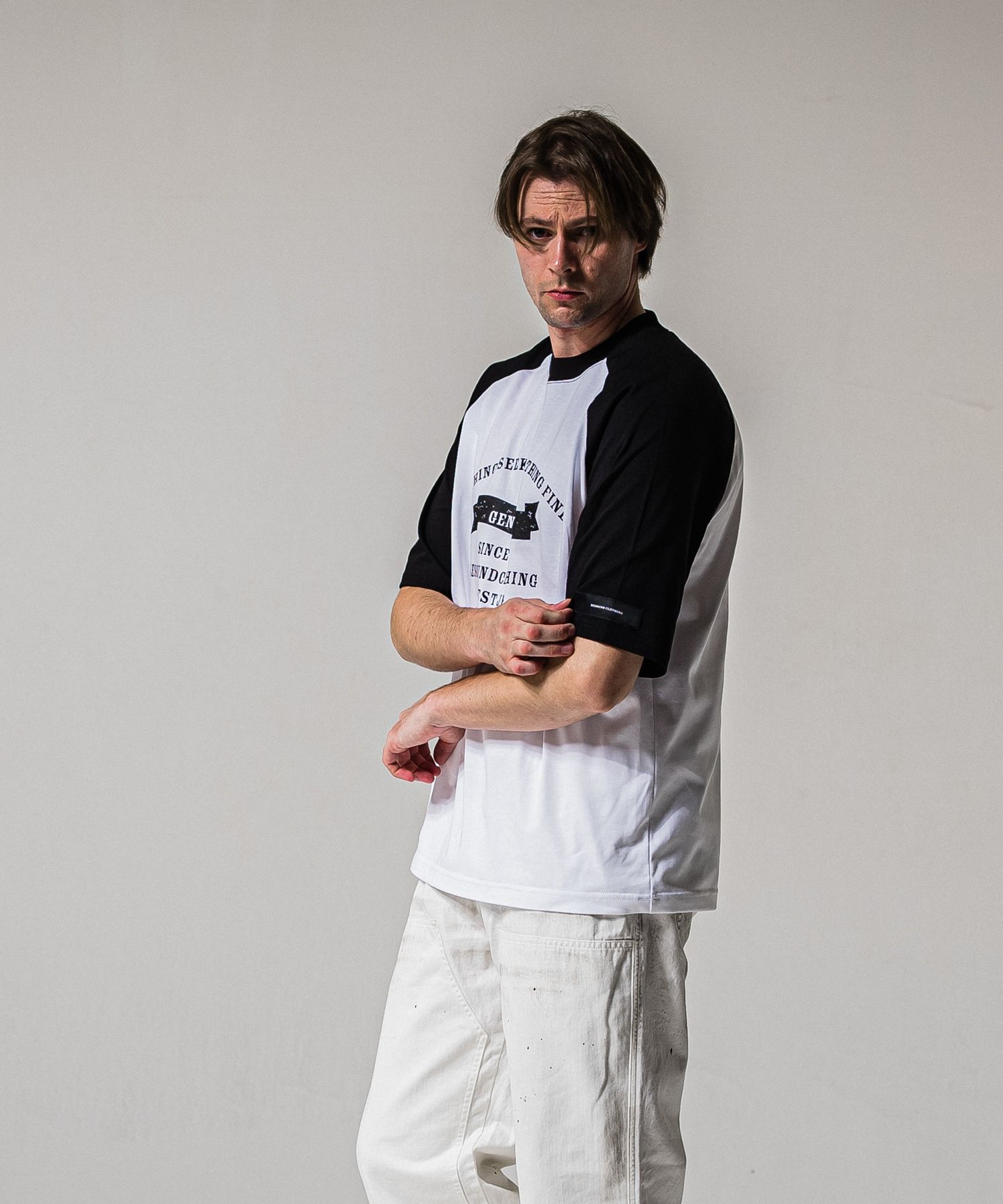 COLLEGE RAGLAN OVER TEE / RC39-T-002 / カレッジロゴラグランビッグTシャツ / ホワイト×ブラック (4月上旬入荷予定)