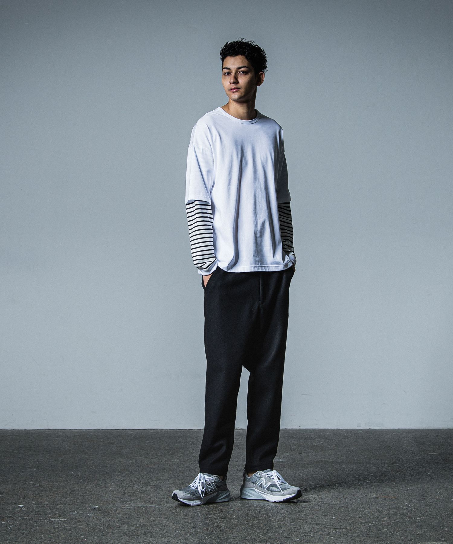 PAT WIDE EASY PANTS / RC33-ST-036BN / ワイドテーパードパンツ / ブラックメルトン