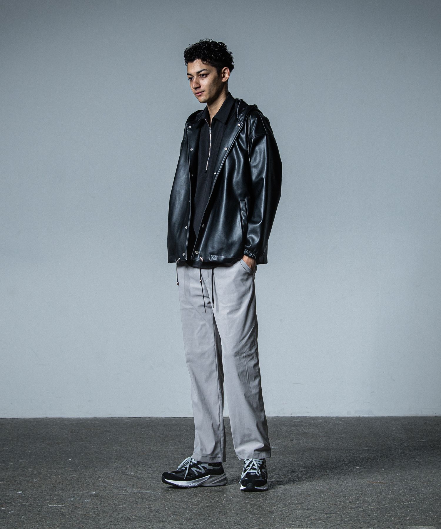 COACH HOODIE / RC33-JK-009 / レザーコーチパーカー / ブラック