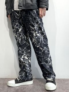 WIDE TUCK PANTS / RC34-ST-016WT / ペイント柄ワイドタックパンツ / ブラック