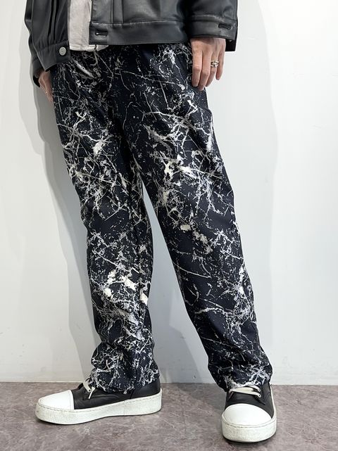 WIDE TUCK PANTS / RC34-ST-016WT / ペイント柄ワイドタックパンツ / ブラック