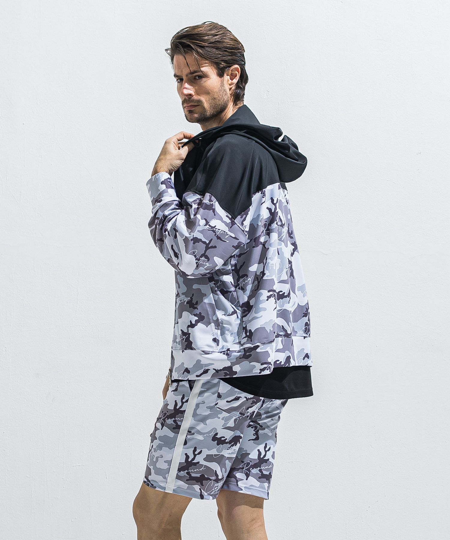 RUSH OVER ZIPUP HOODIE / RC40-C-001 / ラッシュガードパーカー / カモフラブラック (5月下旬入荷予定)