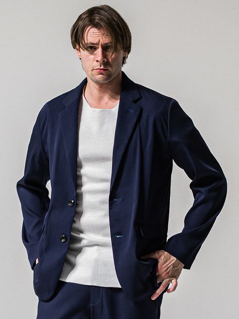 GARY LOOSE JACKET / RC39-JK-001 / サテンルーズテーラードジャケット / ネイビー (2月下旬入荷予定)