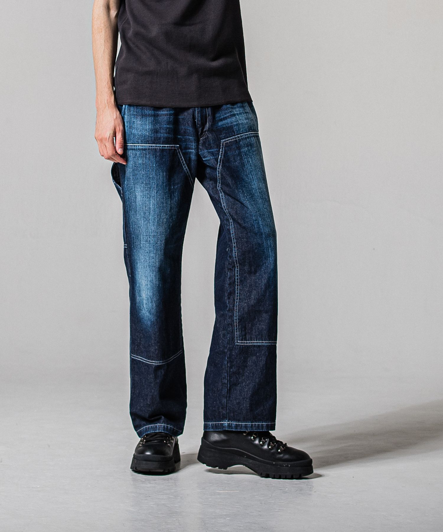 DOUBLE KNEE PT / RC39-ST-041 / ダブルニーワイドデニムパンツ / ダークインディゴ (2月中旬入荷予定)