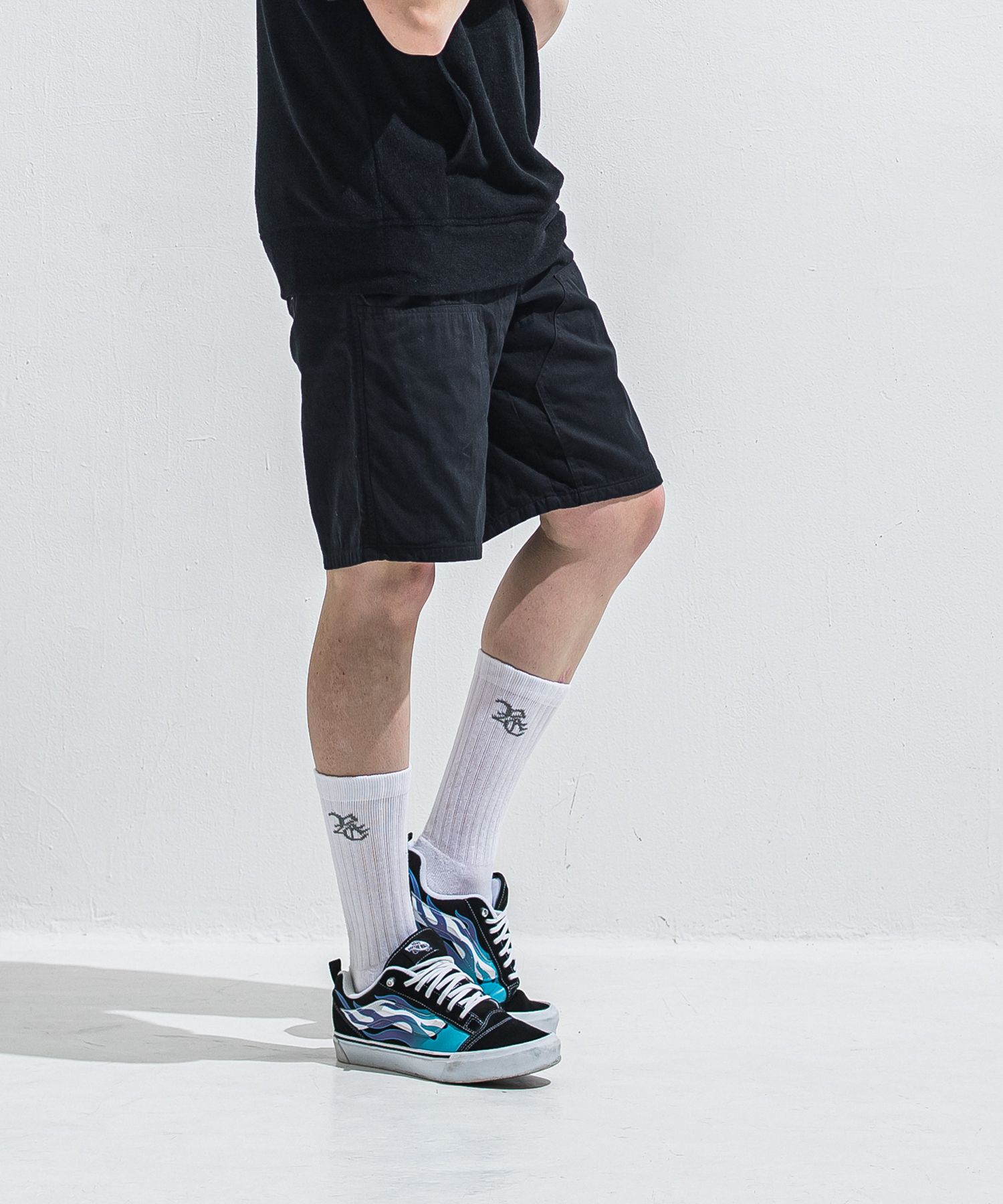 DOUBLE KNEE SHORTS / RC40-HP-007 / ダブルニーデニムハーフパンツ / ブラック (6月上旬入荷予定)