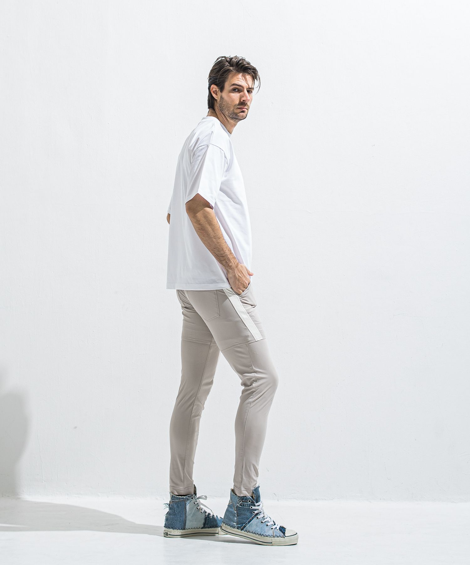 TYLER NYLON PANTS / RC40-ST-026 / レザーラインナイロンパンツ / グレージュ (5月中旬入荷予定)