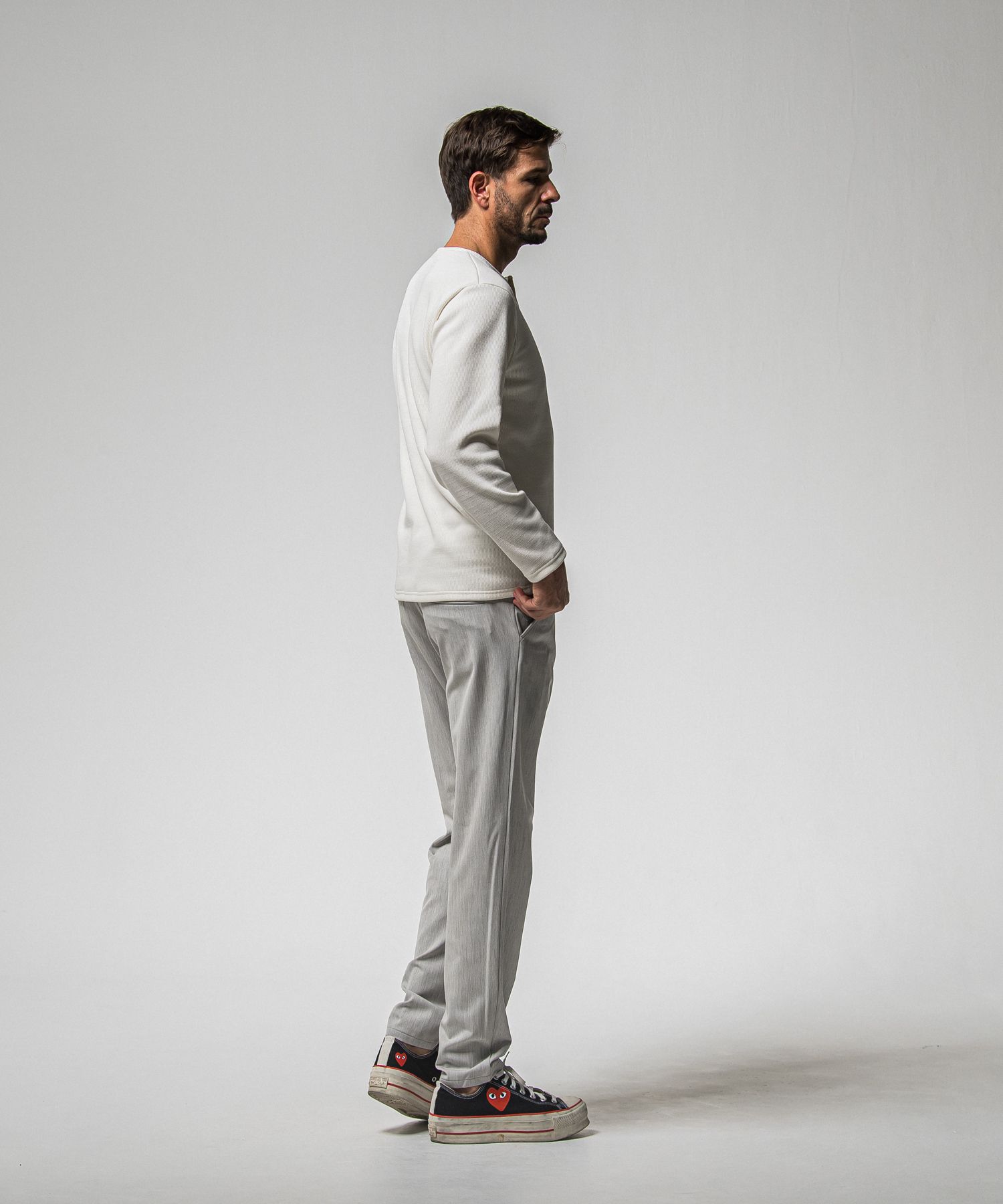 VELOURS FLEECE THERMAL HENRY / RC38-C-003 / 裏起毛サーマルヘンリーネックロングTシャツ / ホワイト (10月中旬入荷予定)