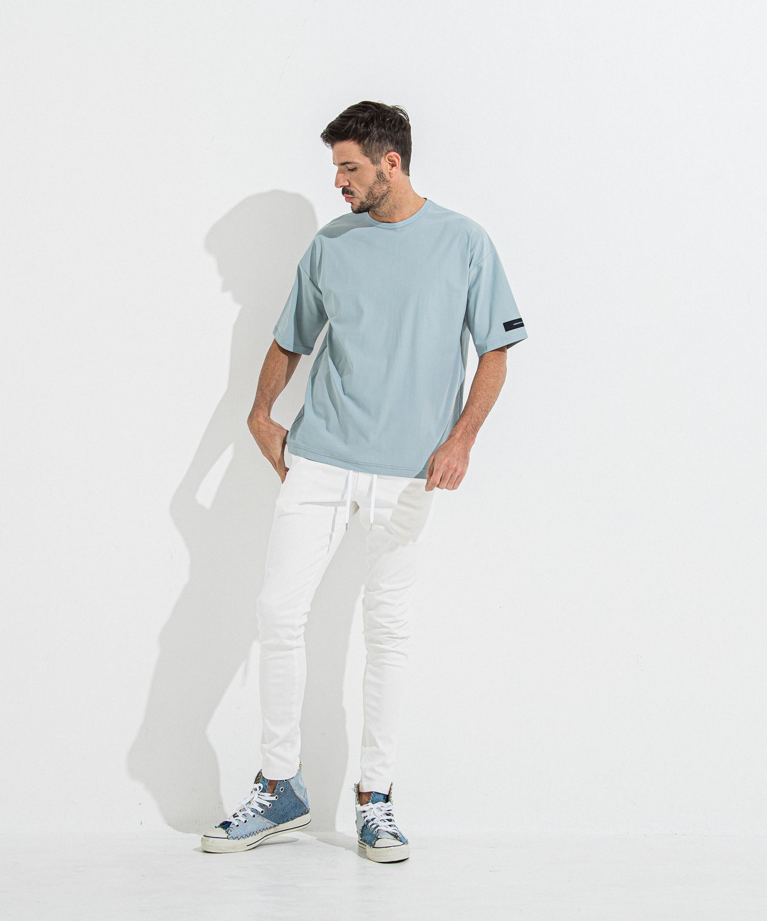 DENIM JERSEY CHRIS EASY TUCK PT / RC36-ST-016TD / ライトオンスデニムジャージイージータックパンツ / ホワイト