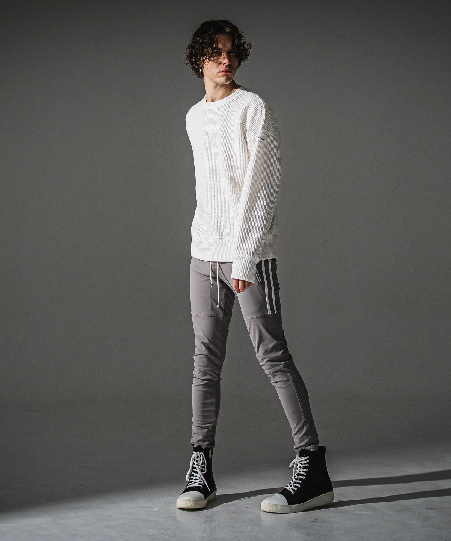 JOHNSON LINE NYLON PT / BASIC-ST-009 / ジョンソンラインナイロンパンツ / グレー×ホワイト (7月下旬入荷予定)