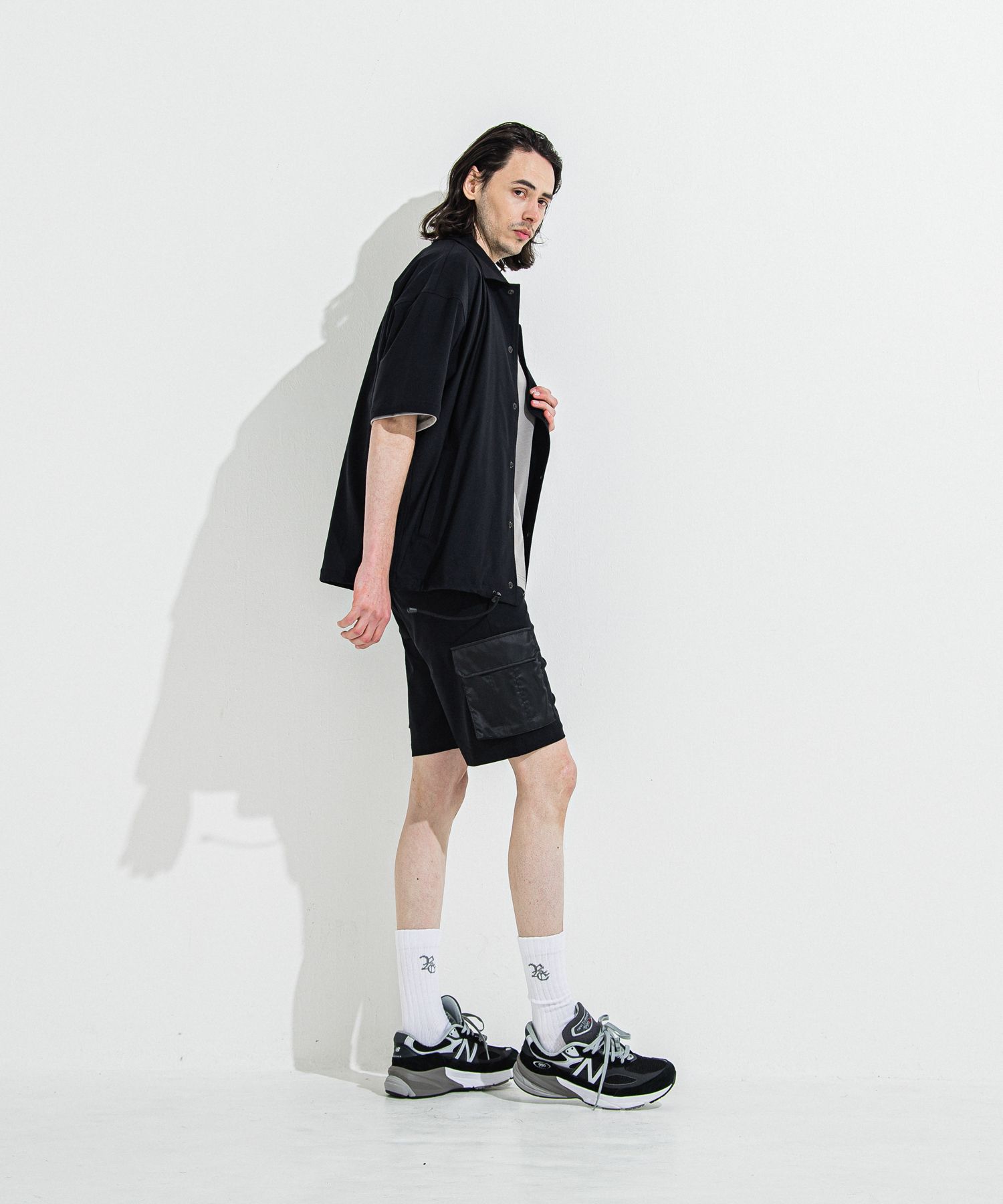 NYLON HALF COACH JACKET / RC36-C-002 / 半袖ナイロンコーチジャケット / ブラック