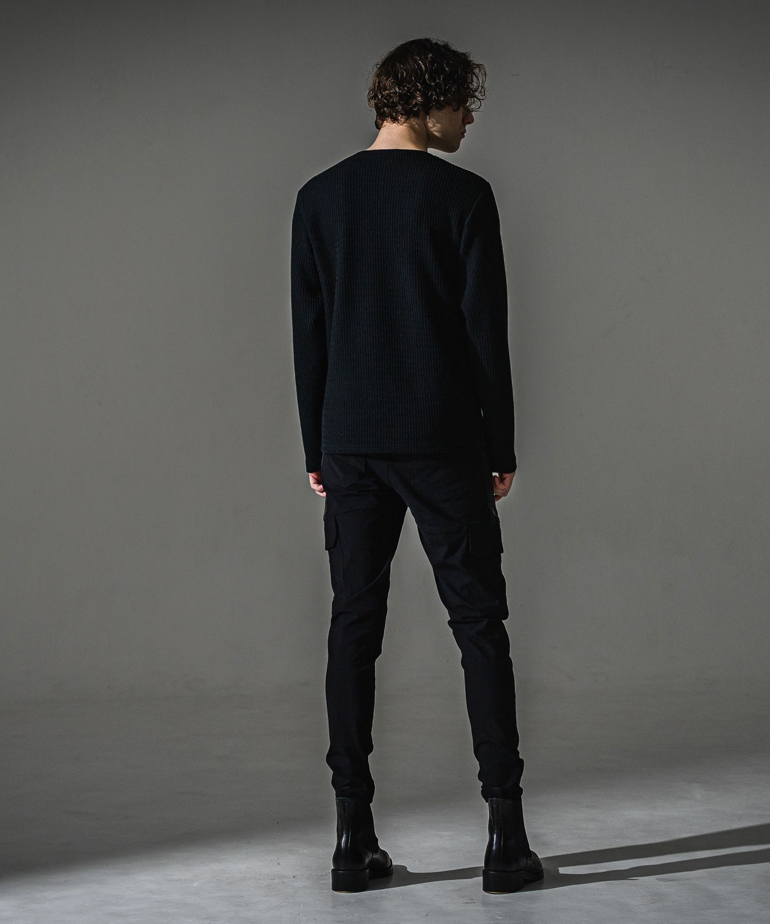 KNT HENRY / RC41-C-001 / コットンニットヘンリーネックロングTシャツ / ブラック (9月上旬入荷予定)