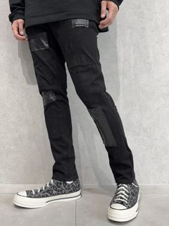 MICK DENIM JERSEY / BASIC-ST-020 / デニムジャージテーパードパンツ / ブラックリメイク