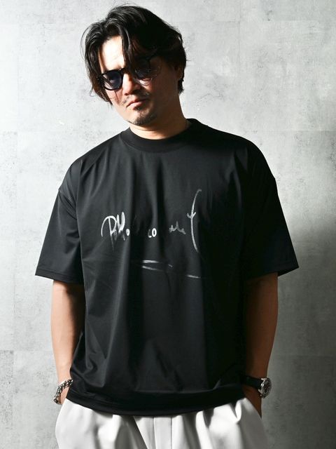 PB SIGN OVER NYLON T / DP1-T-002 / サインプリントナイロンビッグTシャツ / ブラック (4月上旬入荷予定)