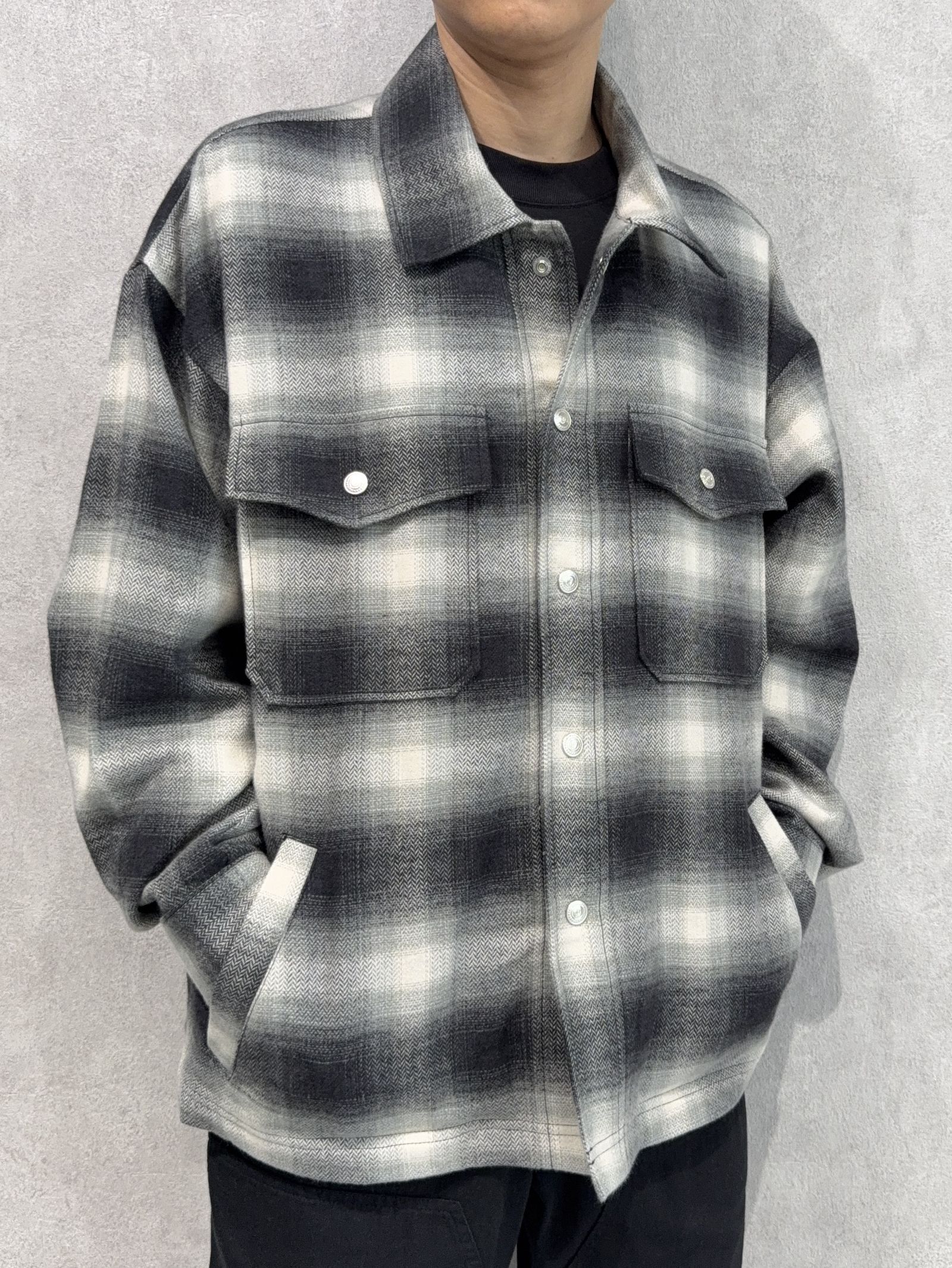 FLANNEL CHECK JK / RC41-JK-006 / フランネルチェックCPOジャケット / ブラック
