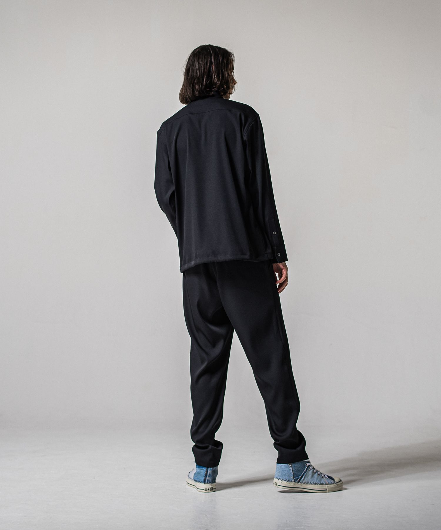 PULLOVER SATIN SHIRT / RC39-SH-002 / ハーフジップサテンシャツ / ブラック (3月上旬入荷予定)