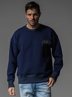 STRIPE QUILTING DROP TRAINER / RC37-C-003 / ストライプキルティングトレーナー / ネイビー (9月下旬入荷予定)