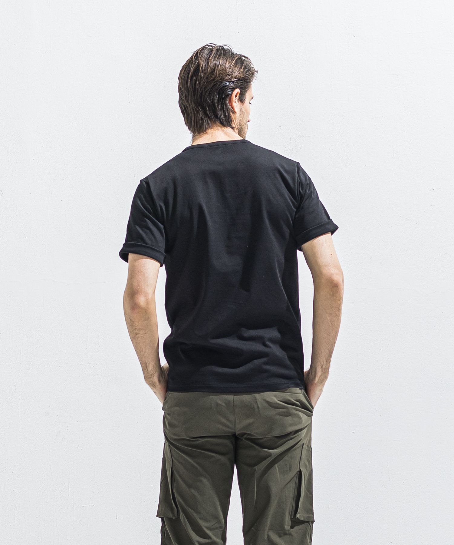ROLL UP HENRY T / RC40-T-005 / ロールアップヘンリーネックTシャツ / ブラック (4月中旬入荷予定)