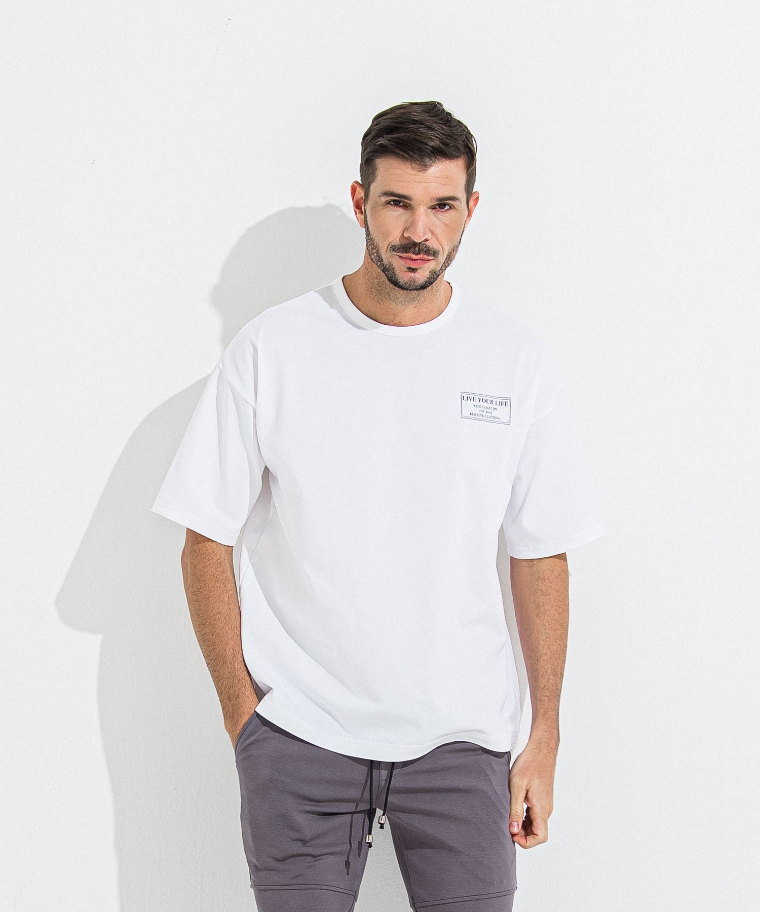 CREW OVER TEE / RC36-T-007 / バックプリントビッグTシャツ / ホワイト