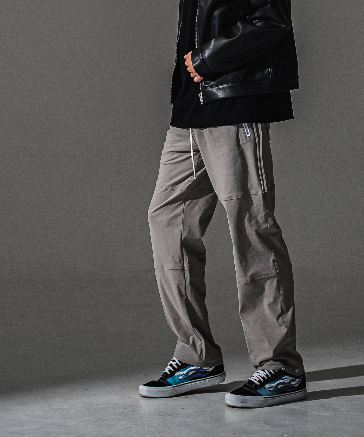 JOHNSON LINE WIDE PT / BASIC-ST-009WT / ジョンソンラインセミワイドタックパンツ / グレー×ホワイト (7月下旬入荷予定)