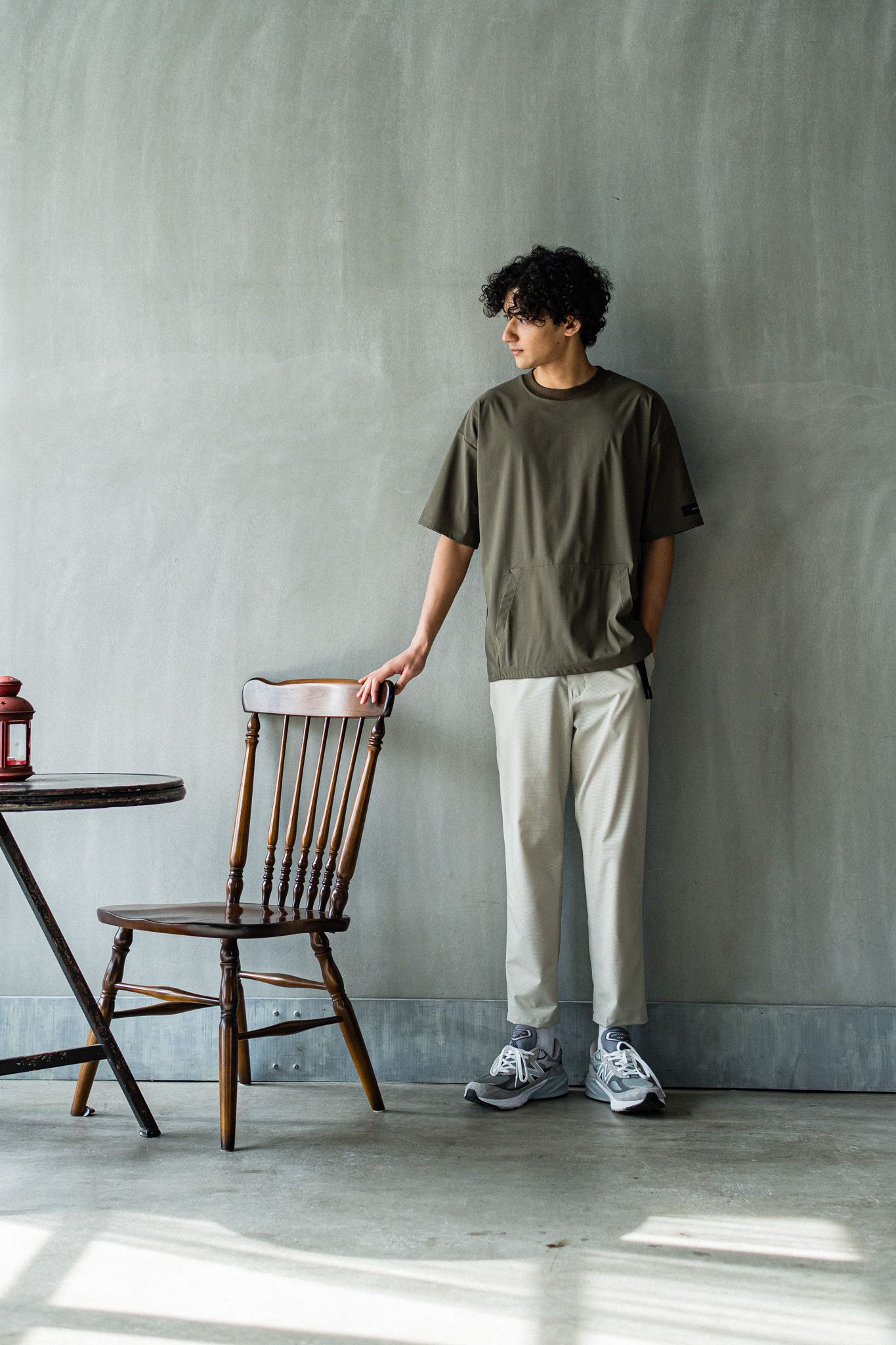 PAT WIDE EASY PANTS / RC32-ST-036 / ベルト付きテーパードワイドパンツ / ベージュ