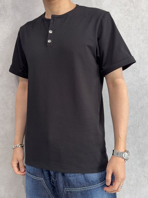 ROLL UP HENRY T / RC40-T-005 / ロールアップヘンリーネックTシャツ / ブラック