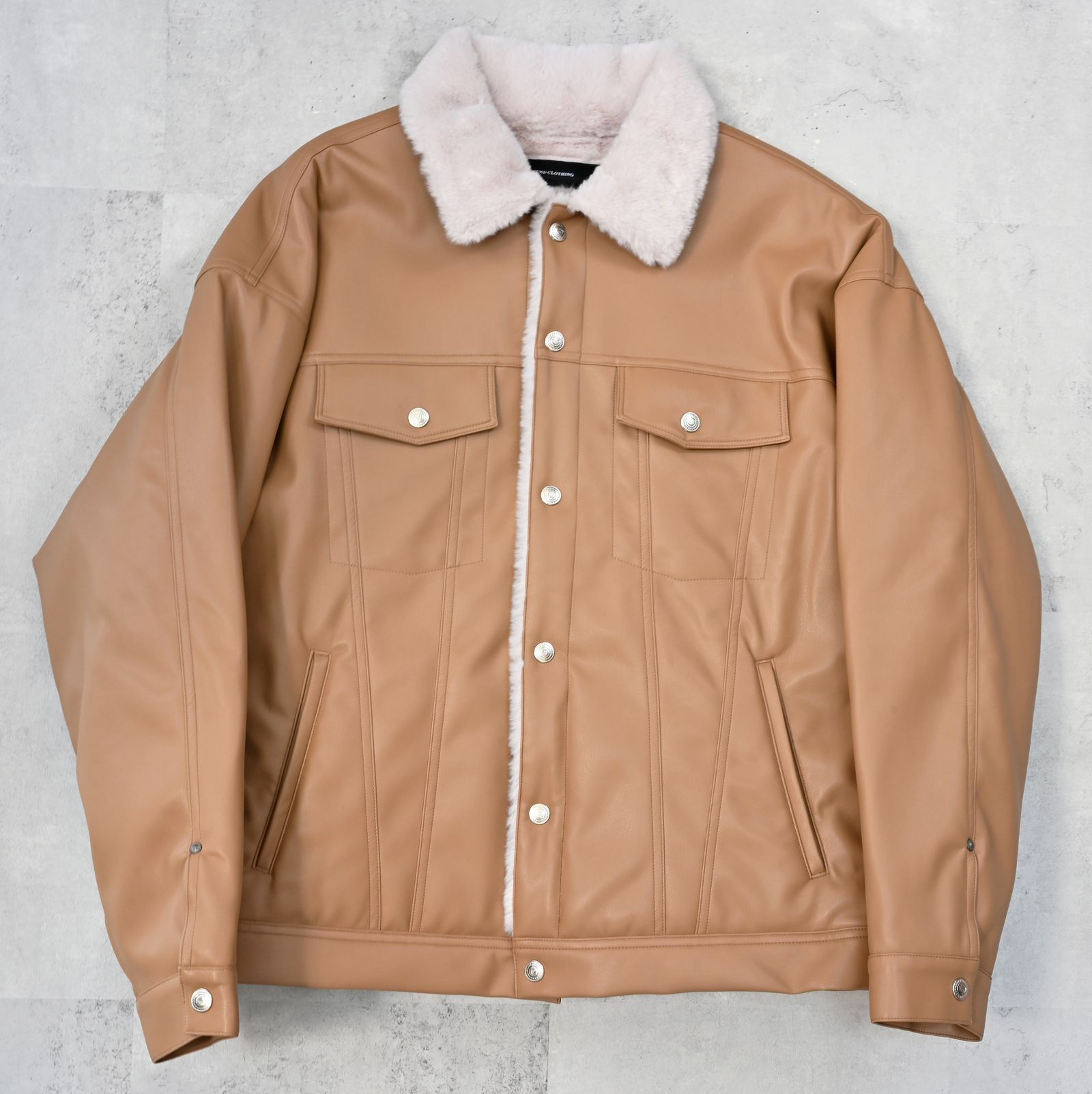 LEATHER FUR OVER G / RC42-JK-001 / エコレザーファーGジャン / ベージュ (11月中旬入荷予定)