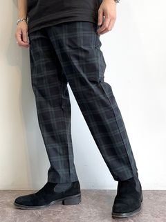 PAT WIDE EASY PANTS / RC32-ST-036 / ベルト付きテーパードワイドパンツ / グリーンチェック